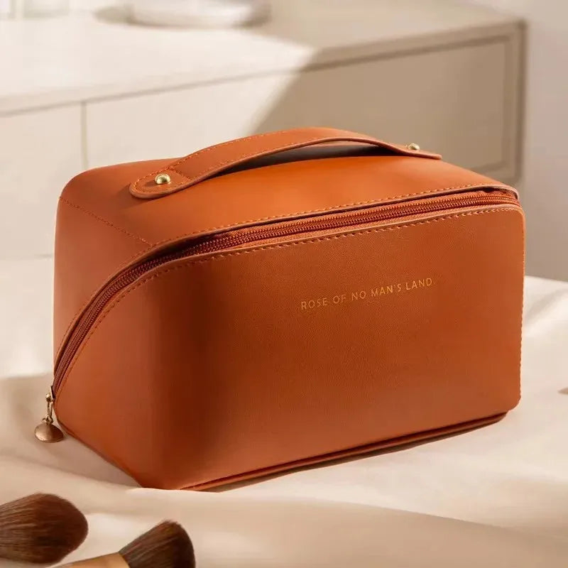 Large Capacity Leather Cosmetic Bag
