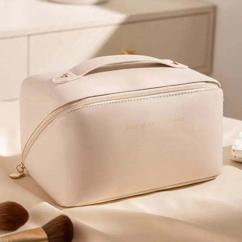 Large Capacity Leather Cosmetic Bag