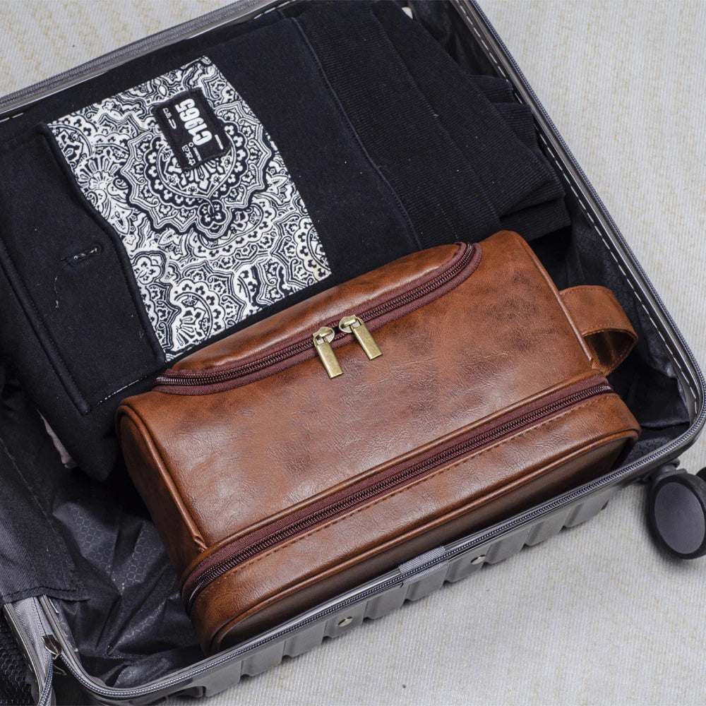 Men's Leather Toiletry Travel Kit