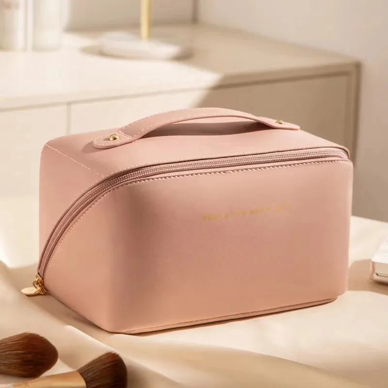 Large Capacity Leather Cosmetic Bag